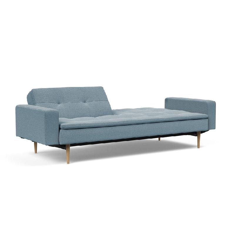 Canapé design Dublexo Styletto - Convertible lit 115*210 cm - Pieds chêne naturel - Tissu Soft Indigo_2