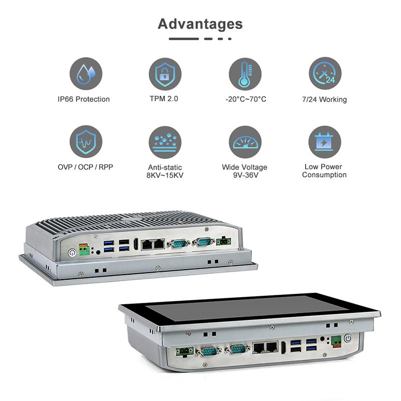 Panel PC industriel fanless 10.1 pouces 16:10 WXGA pour HMI, supervision et automatisation - EVI-10WAC - Intel Core i3/i5/i7, IP66, TPM 2.0_2