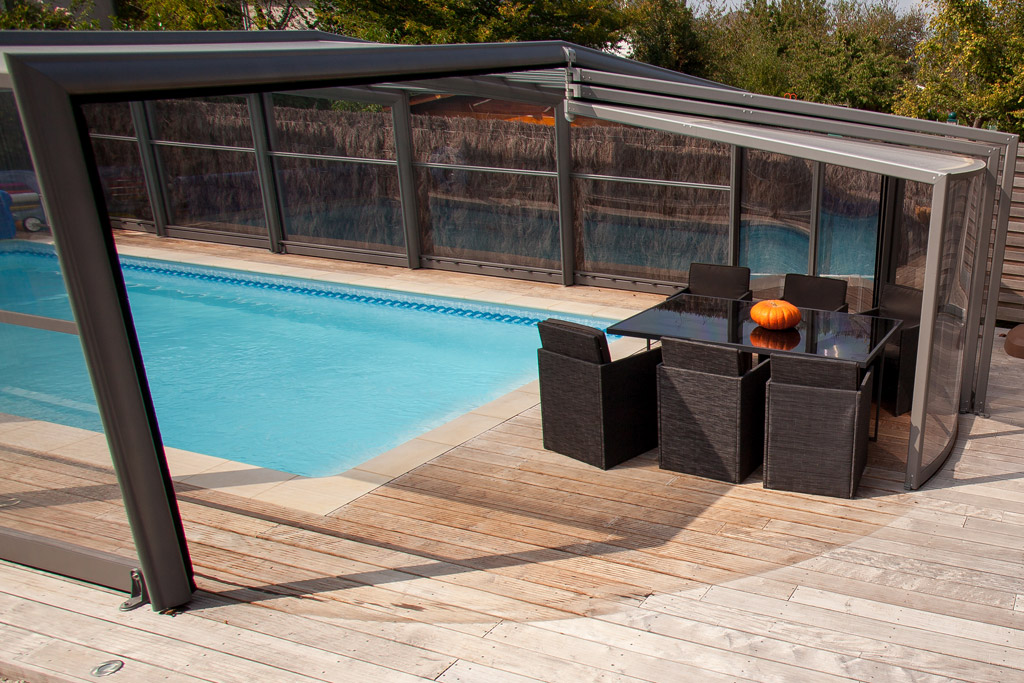 Abri piscine haut Rotonde - inox modulable avec ouverture complète et tenue neige & vent exceptionnelle_2