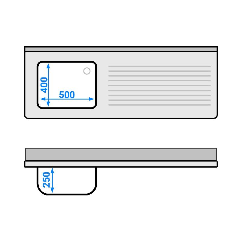 Plonge inox 1 bac avec égouttoir et étagère - P 600 mm - 1600 mm bac à gauche_2