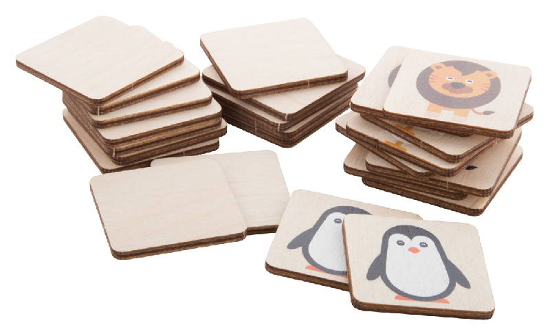 Jeu de memory en bois de bouleau laminé - motifs animaux - 24 tuiles avec logo imprimé_2