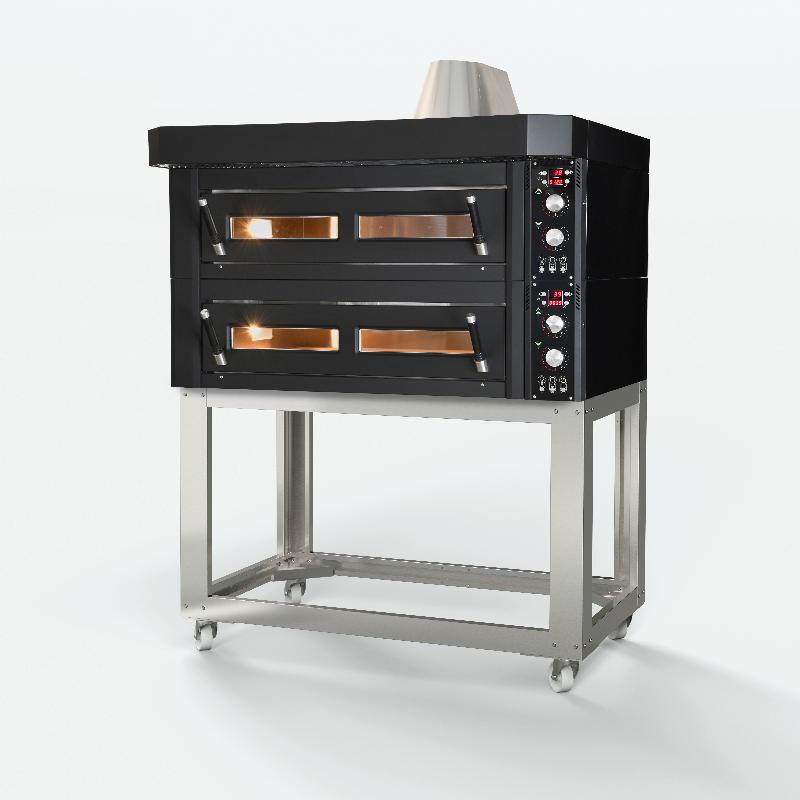 Four à pizza statique électrique professionnel Noir 6 pizzas 105x72cm Blackline IGF Fornitalia - chambre toute réfractaire_2