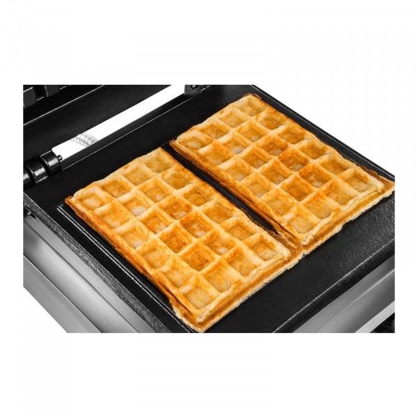 Gaufrier professionnel en acier inoxydable - Plaques en fonte - 2000W - Gaufres belges 17x10cm_2
