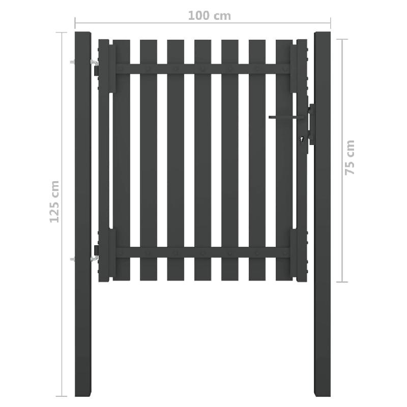 Vidaxl portail de clôture de jardin acier 1x1,25 m anthracite 146327_2