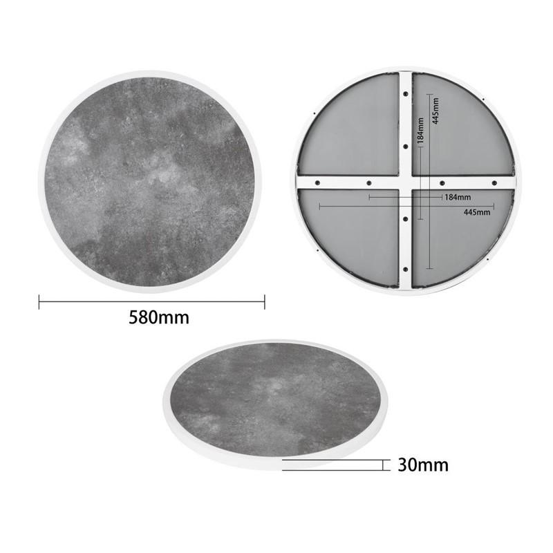 Plateau de table extérieur rond en verre trempé effet pierre foncée bord blanc 580mm | Bolero - DL488_2