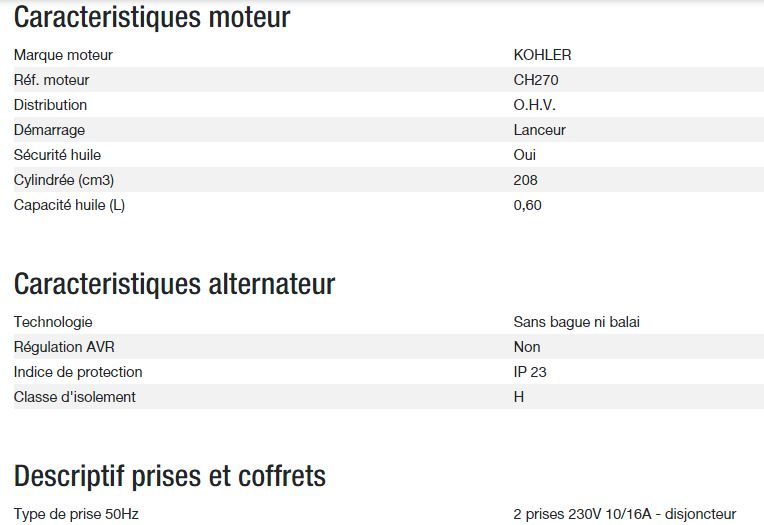 Prestige 3000 groupe électrogène - Kohler - 2,80 kW puissance maximale - 230V - 50Hz_2