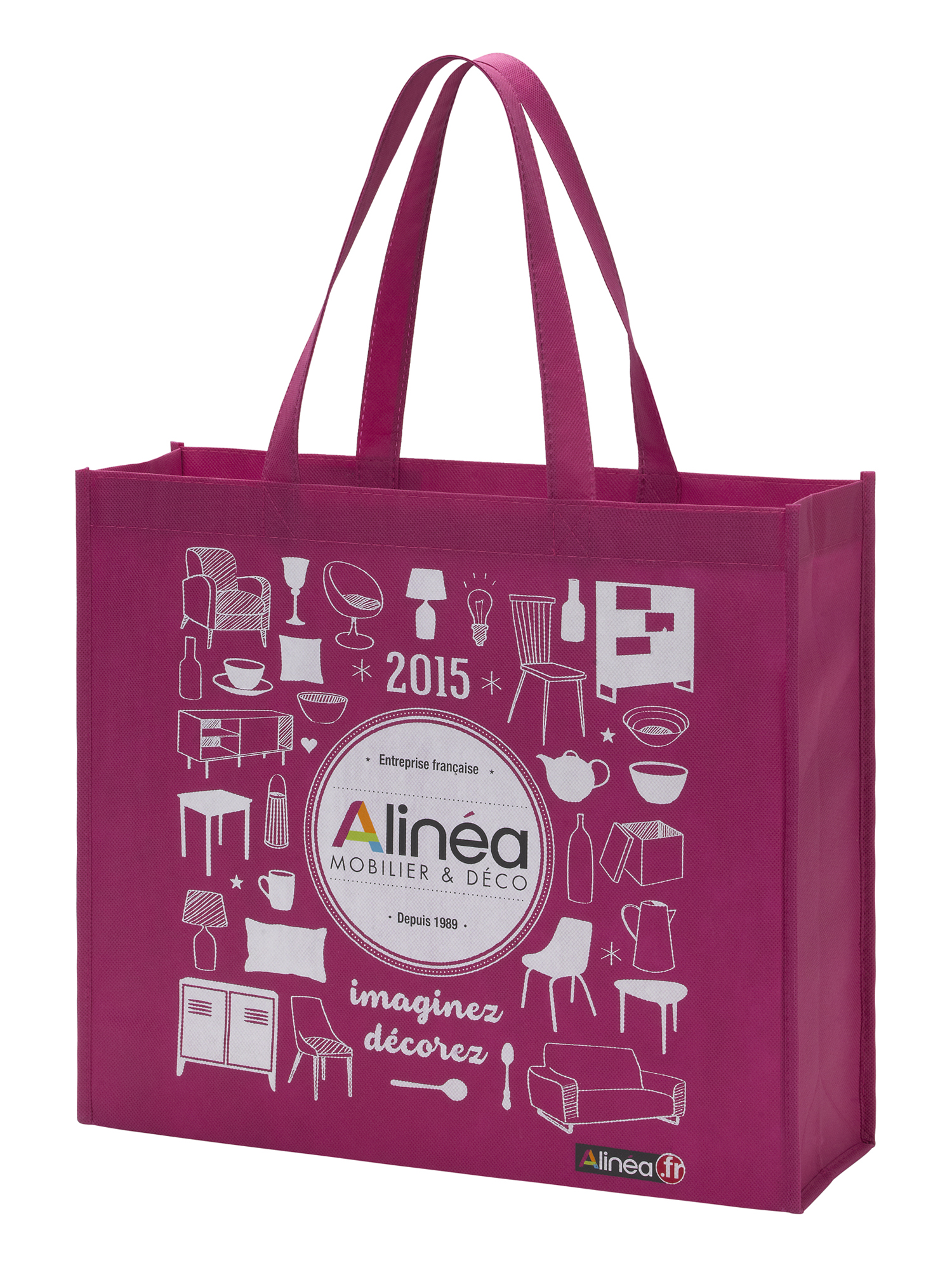 Sac cabas réutilisable - Polypropylène non tissé sans lamination - Dimensions 40x35x12cm - Réf : FRAALICAN2S_2