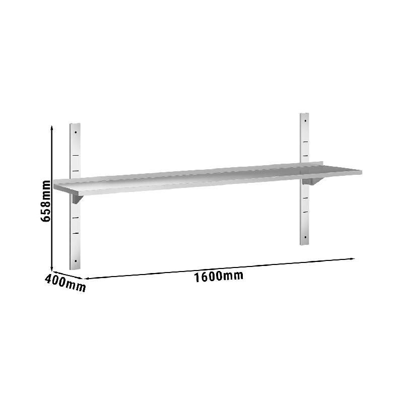 Etagères murales en inox 1 niveau Profondeur 400 mm - 1600_2