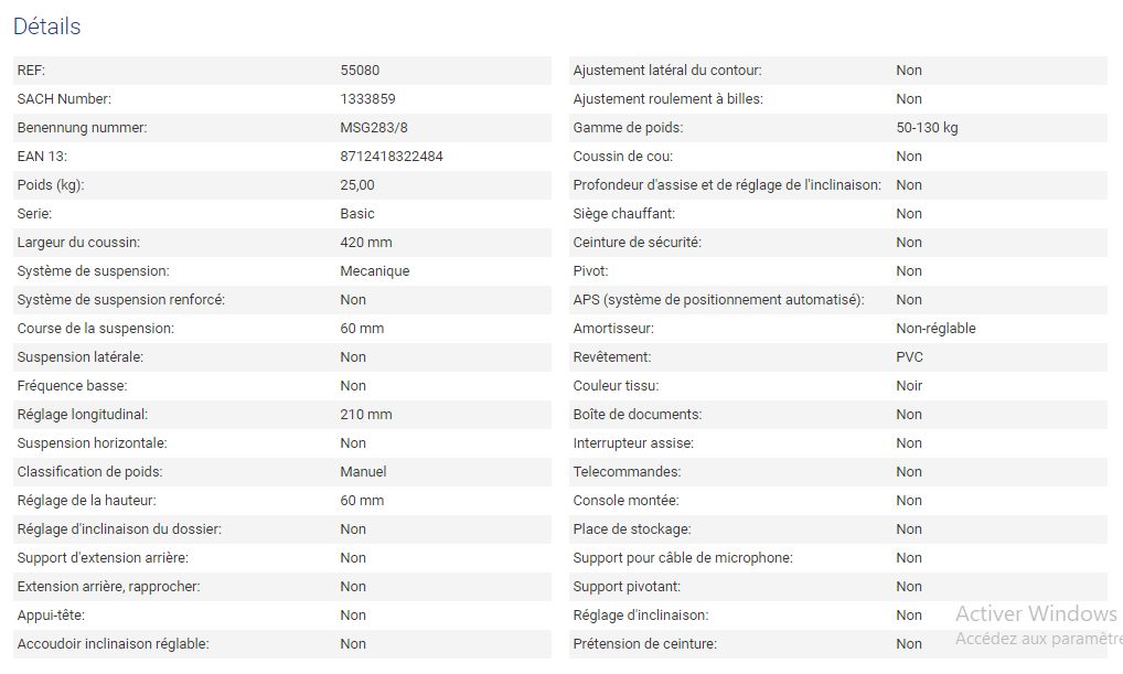 Siège de tracteur - Grammer AG - Compacto Basic XS PVC - course de la suspension : 60 mm - 55080_2