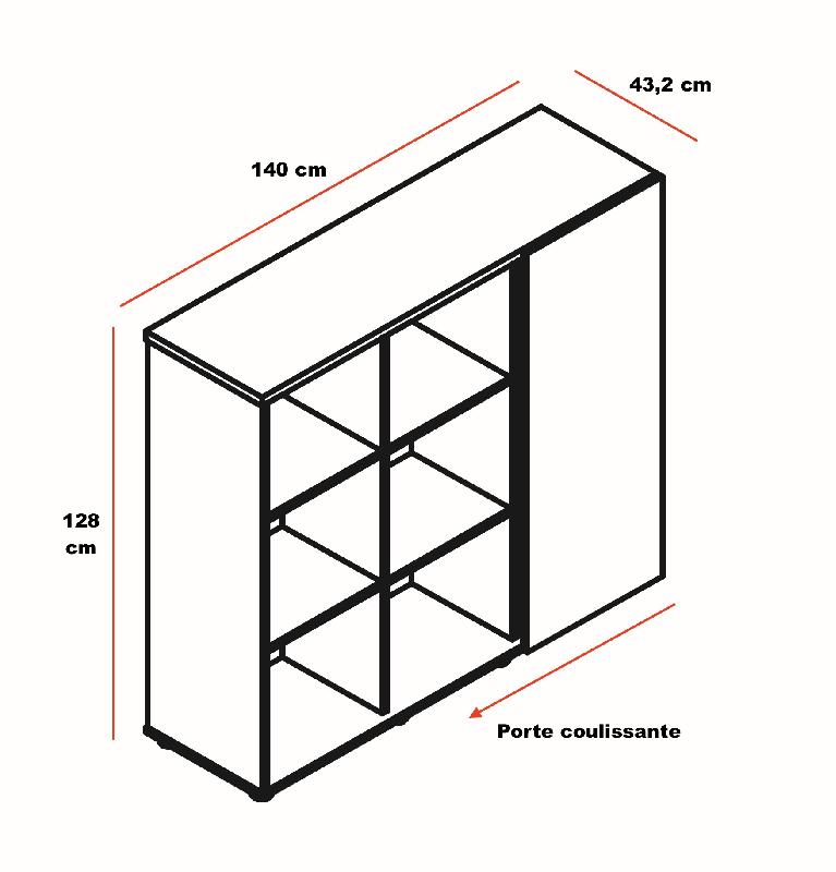 Armoire moyenne avec porte coulissante - MDD - Chêne Canadien_2