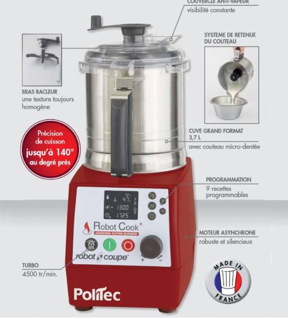 Cutter blender chauffant - Robot Cook - 1800W - Cuve inox 3,7L - Programmable jusqu'à 140°C_2