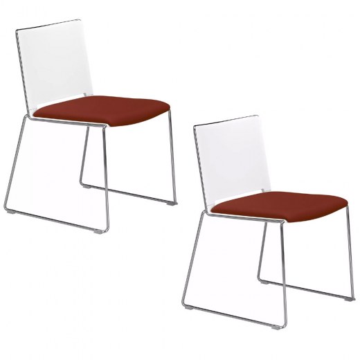 Ensemble de 2 Chaises FLORA - Assise Tapissée en Tissu Polyester - Piétement Chromé - Référence 8040 SR G_2