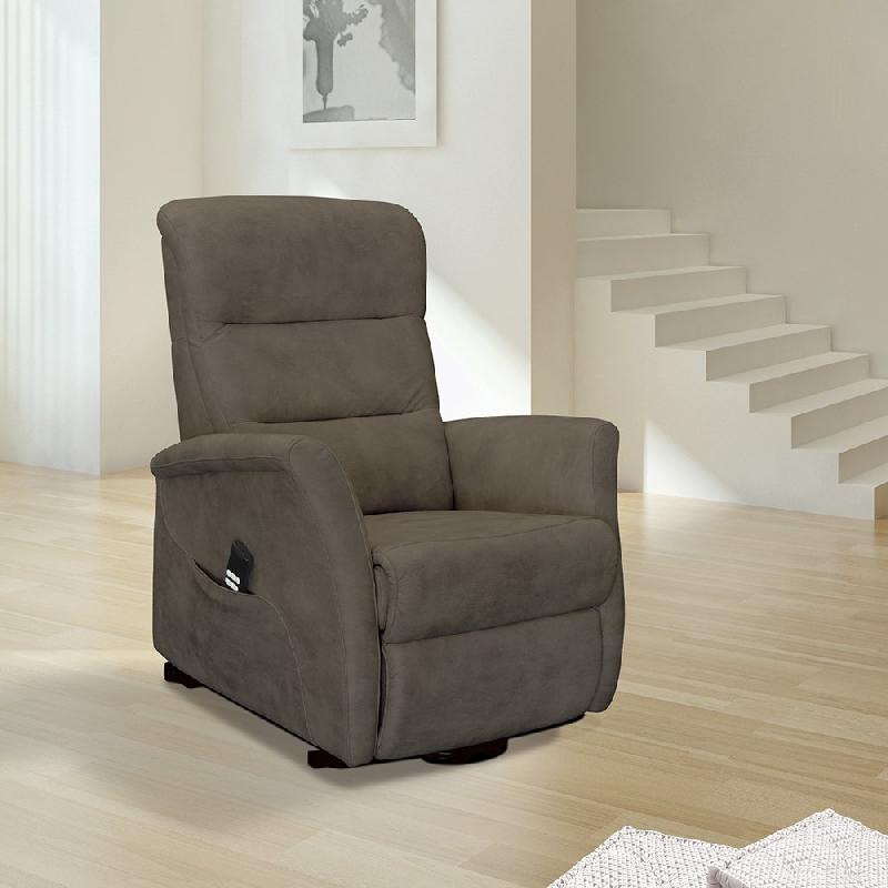 Fauteuil relax releveur électrique Mios bi-moteur - tissu brun taupé - confort compact et adaptable_2