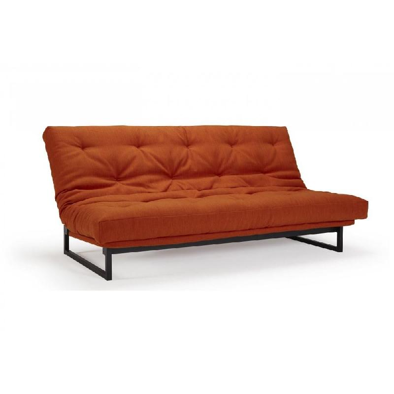 Canapé clic-clac convertible Innovation Living Fraction - 140x200 cm - Capitonné tissu Elegance Paprika_2
