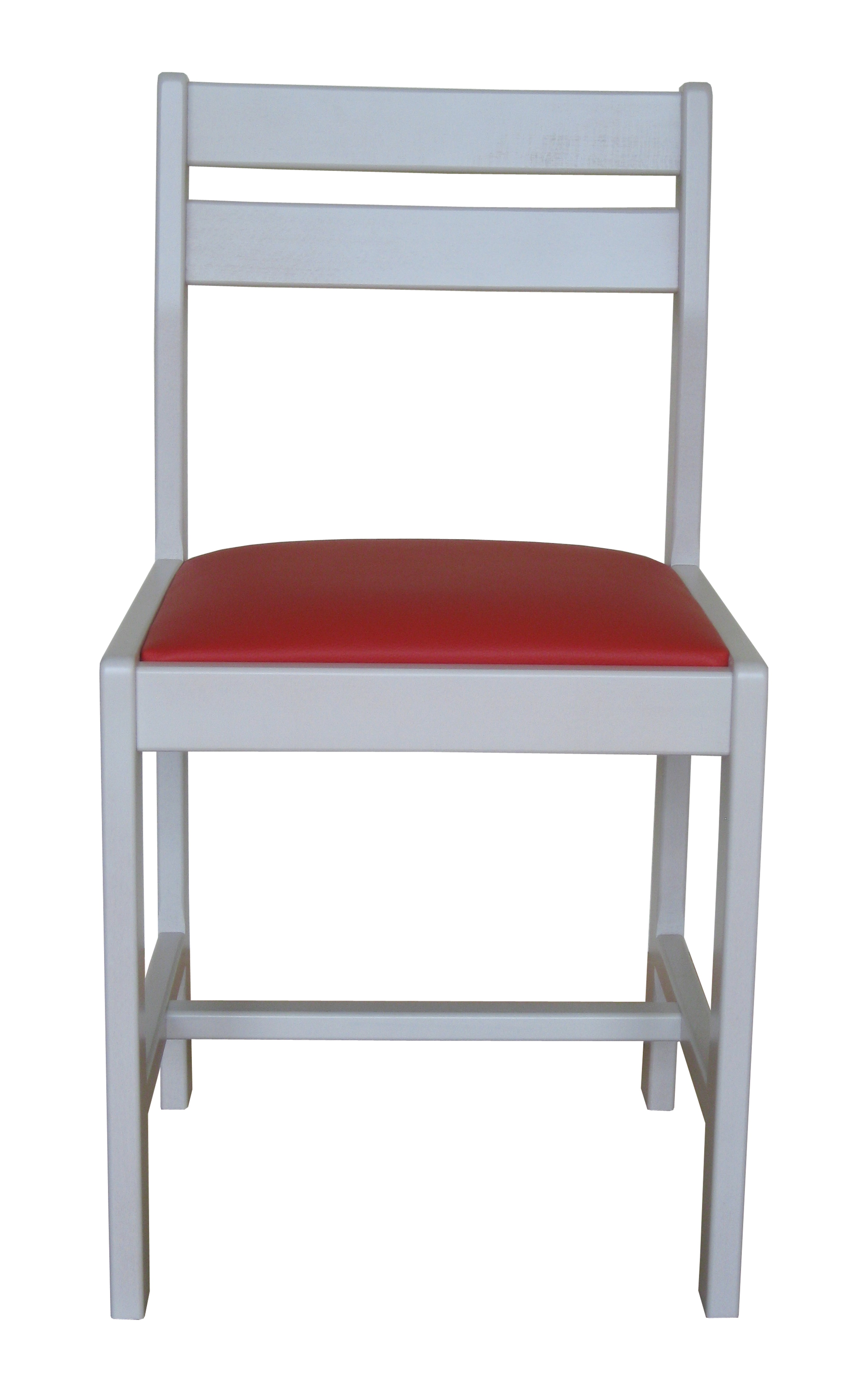 Lot de 2 chaises Aradis en hêtre massif - fabrication française - blanc et rouge - assise simili cuir Dallas_2