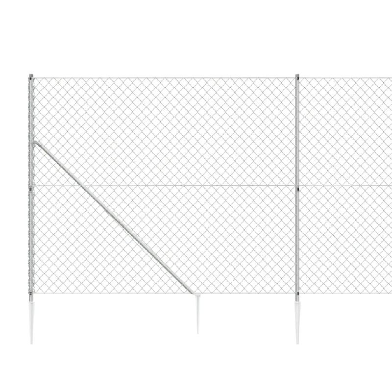 Vidaxl clôture à mailles losangées avec ancrage argenté 2x25 m 154030_2