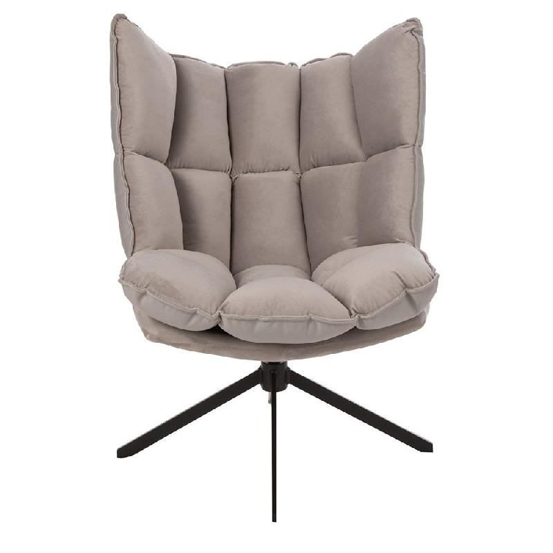 Fauteuil relax pivotant Pietra - tissu gris métallisé - design contemporain - structure bois massif et piètement en métal noir_2