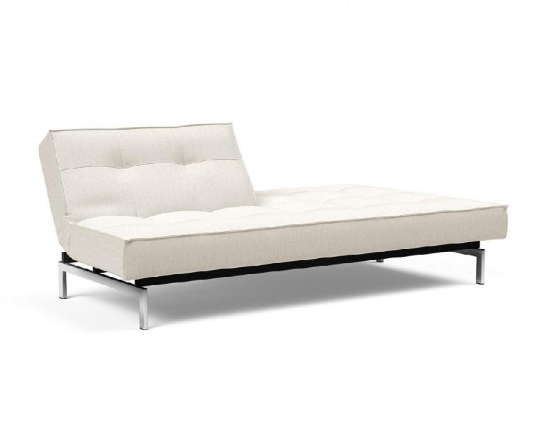 Innovation Living - Canapé-lit Splitback Chrome convertible 115x210 cm - Tissu bouclé Off White_2