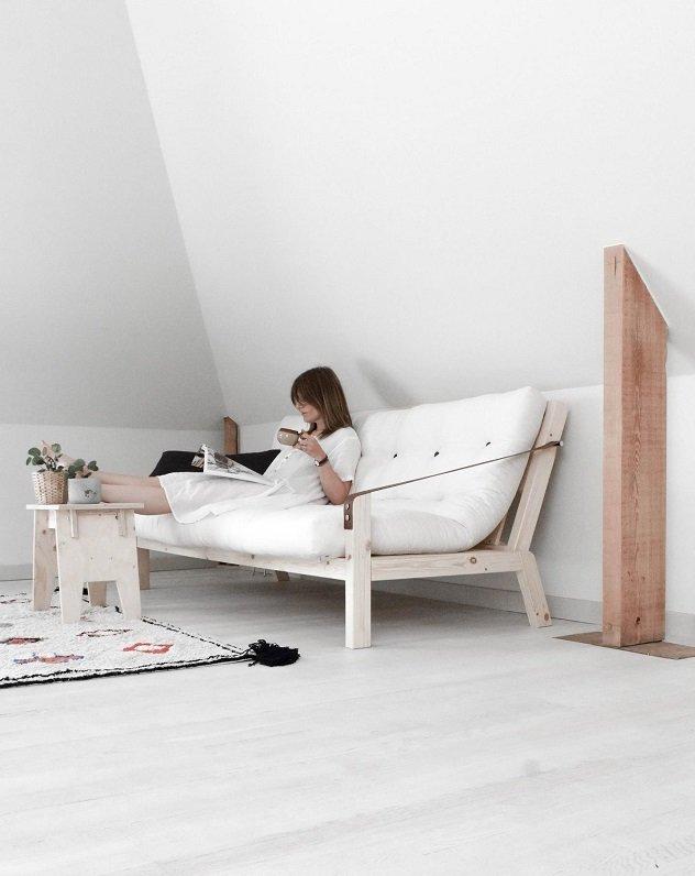 BANQUETTE FUTON POETRY EN PIN MASSIF COLORIS NATUREL COUCHAGE 130 X 190 CM._2