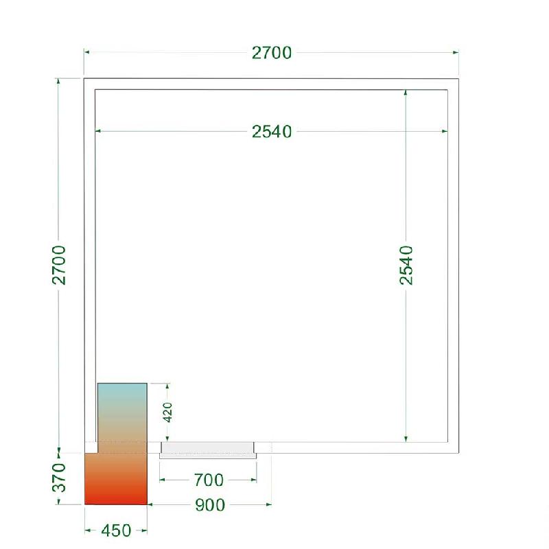 Chambre froide positive 13,16 m3 (2700 x 2700 x 2200 mm) avec monobloc de paroi_2