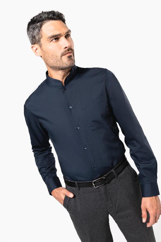 Chemise col mao manches longues - Réf: K515 - Kariban - 65% polyester / 35% coton popeline - Facile d'entretien_2