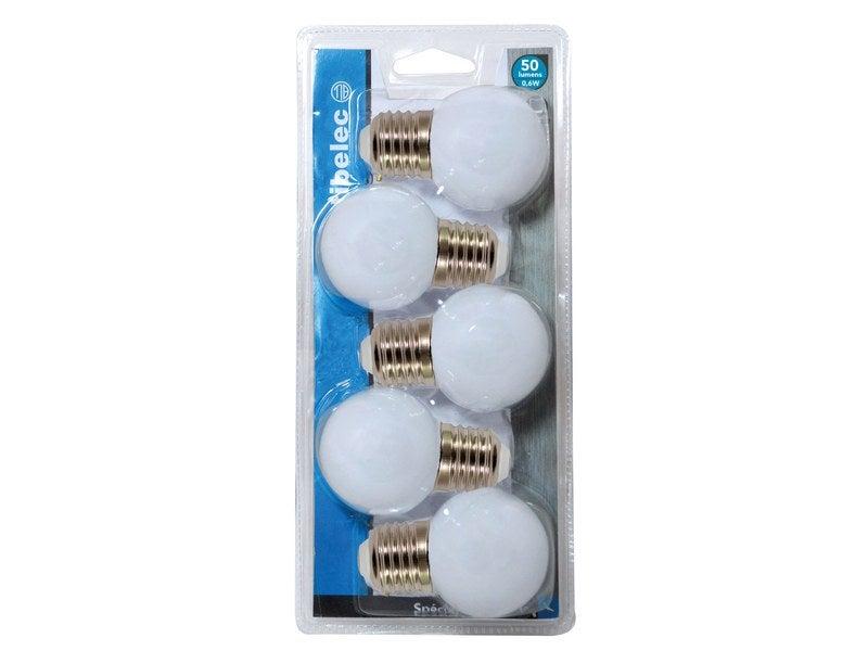 Lot de 5 ampoules LED sphériques - E27 230V - 7W - 50 lm - Verre opaque - TIBELEC_2