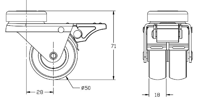 Roulette double 50mm 2
