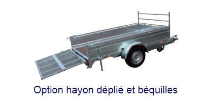 Remorque avec ridelle arrière rabattable et plancher bois antidérapant