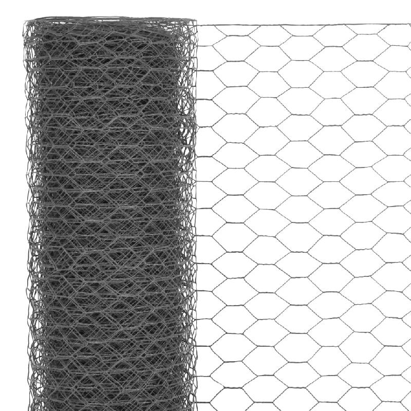 Vidaxl grillage acier avec revêtement en pvc 25x0,5 m gris 143273_2