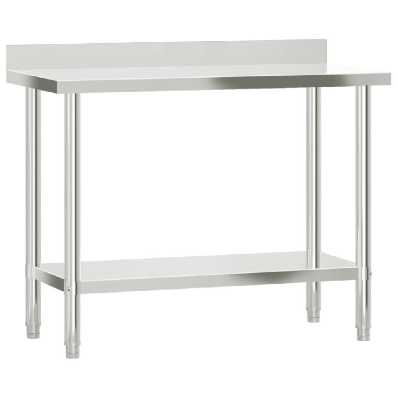 Vidaxl table de travail de cuisine avec étagère 110x55x120 cm inox 3208896_2