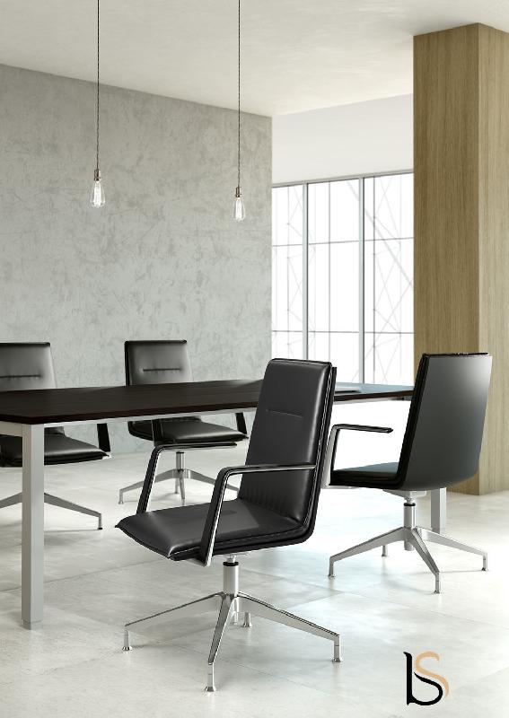 Fauteuil de réunion Atos - Mobel Linea - cuir noir_2