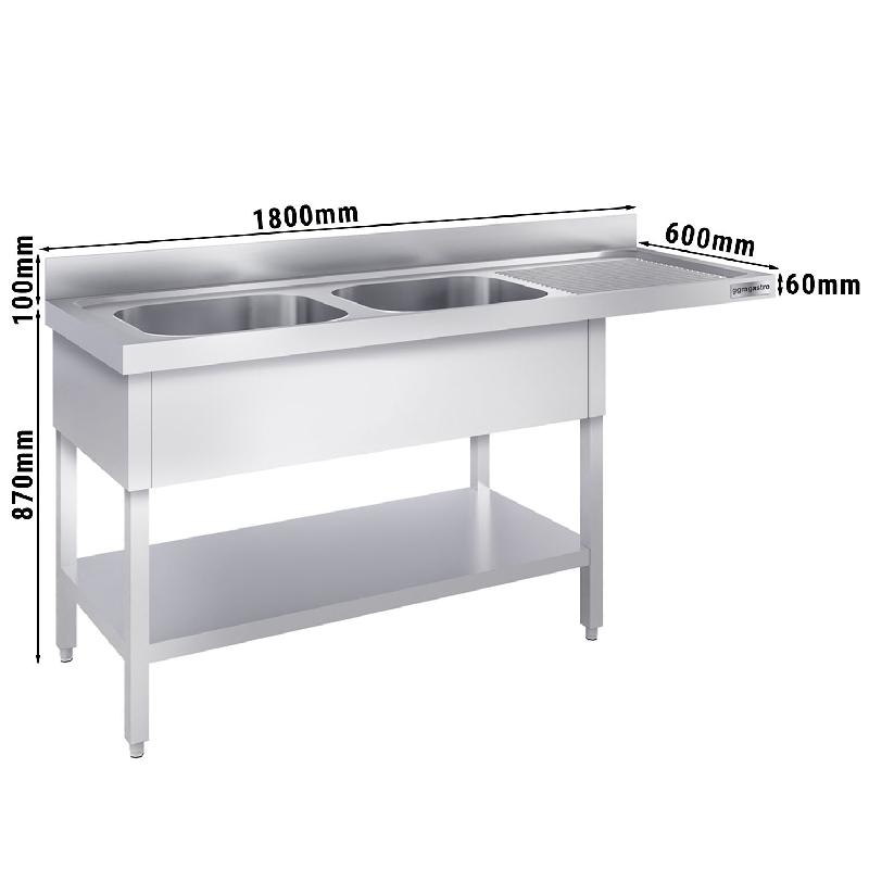 Plonge Inox 2 bacs avec passage lave-vaisselle - P 600 - GGM -_2