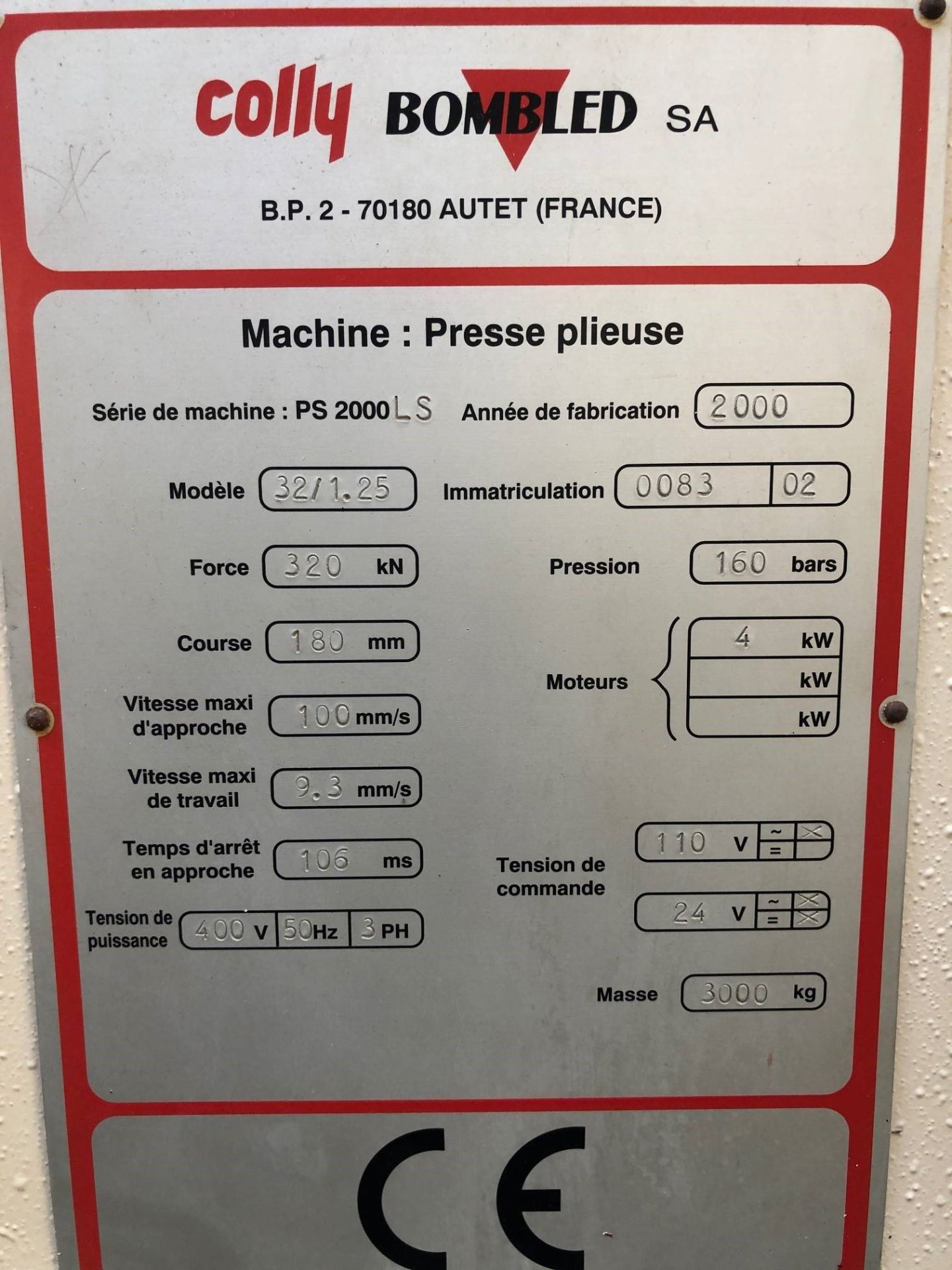 Presse Plieuse COLLY 1360 x 32T occasion  Réf3296_2