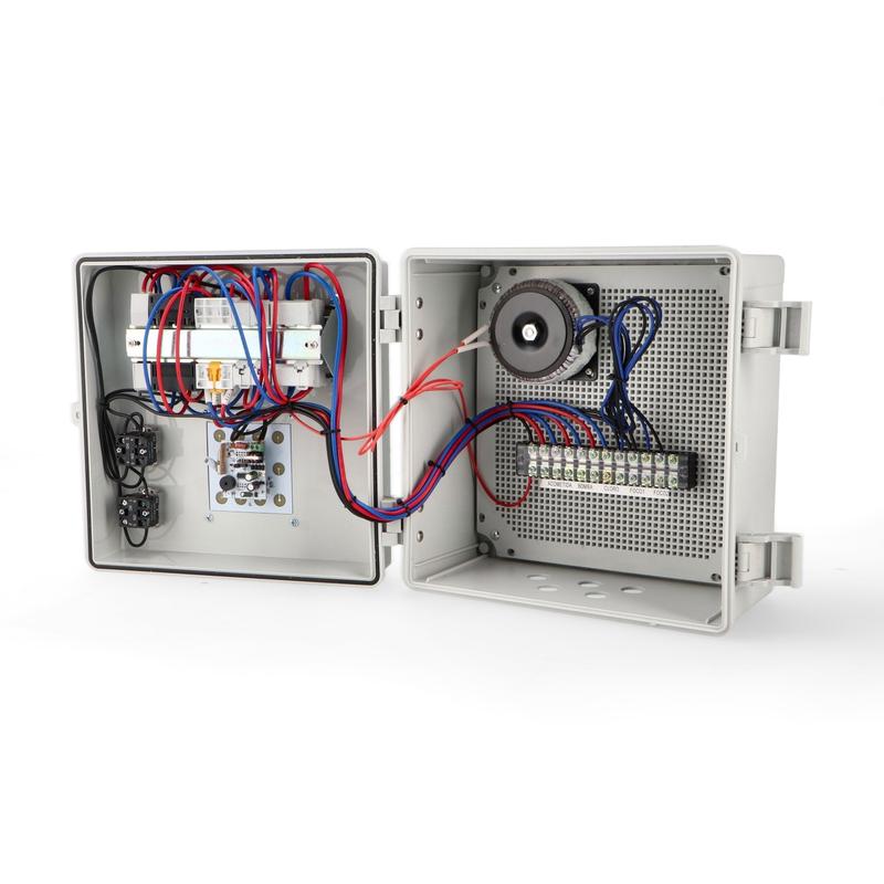 Panneau électrique pré-assemblé pour piscine 1 HP - Transformateur 60W AC, contrôleur RGBW, différentiel 25A, IP65 - Réf. ALM6428_2