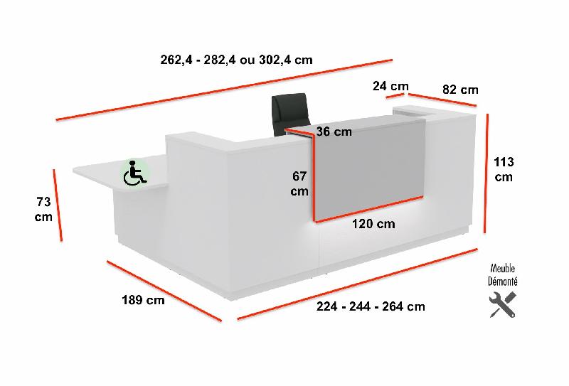 Bureau d'accueil d'angle avec accès PMR Delta Plus - Mobel Linea - 224, Acacia clair, Droite, Non_2