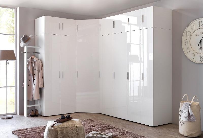 SUR MEUBLE ARMOIRE DRESSING D'ANGLE MALTA LAQUÉ BLANC CASSÉ 80 X 80 CM_2