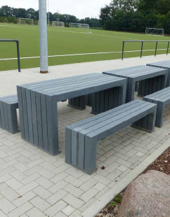 Table Pique Nique Calero avec 2 banquettes Lot de 3 ensembles - Mobilier Urbain en Plastique Recyclé - Longueur 150 cm_2