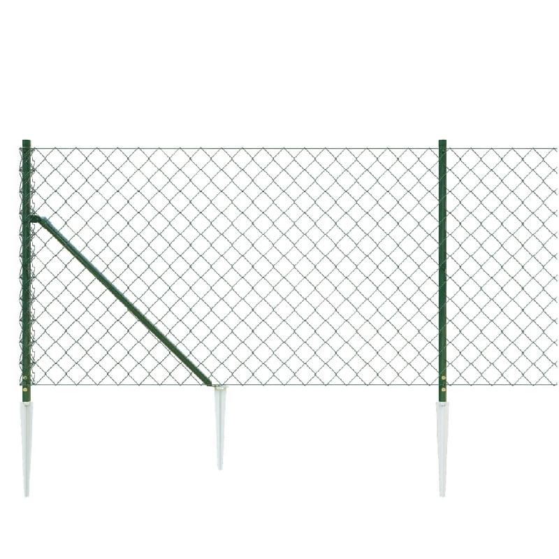 Vidaxl clôture à mailles losangées avec piquet d'ancrage vert 1,1x25 m 153930_2