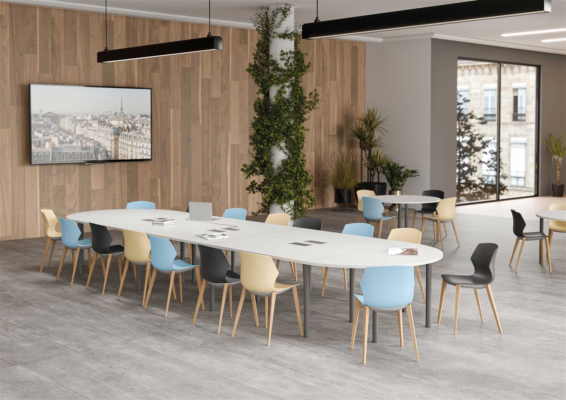 Table de réunion modulable et économique avec piètement personnalisable - INEO - fabrication française et garantie 8 ans_2