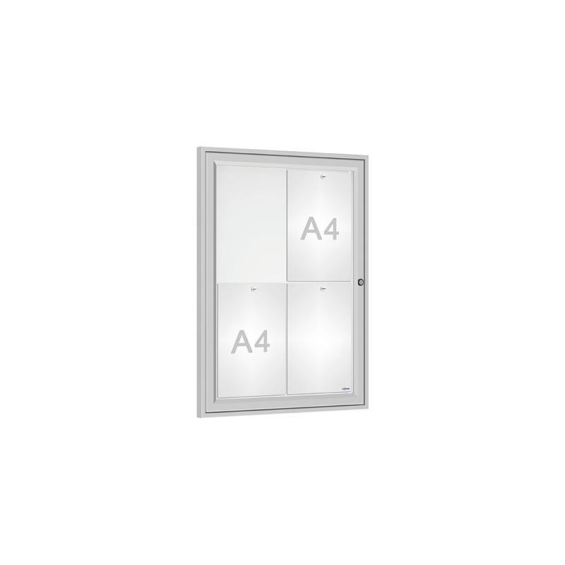 Vitrine d'intérieur anodisée - Affichage 2 à 18 A4 - Porte simple ou double battant_2
