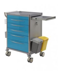 Chariot de soins hospitalier - 5 tiroirs - bleu ciel - modèle 63003 avec accessoires inclus_2