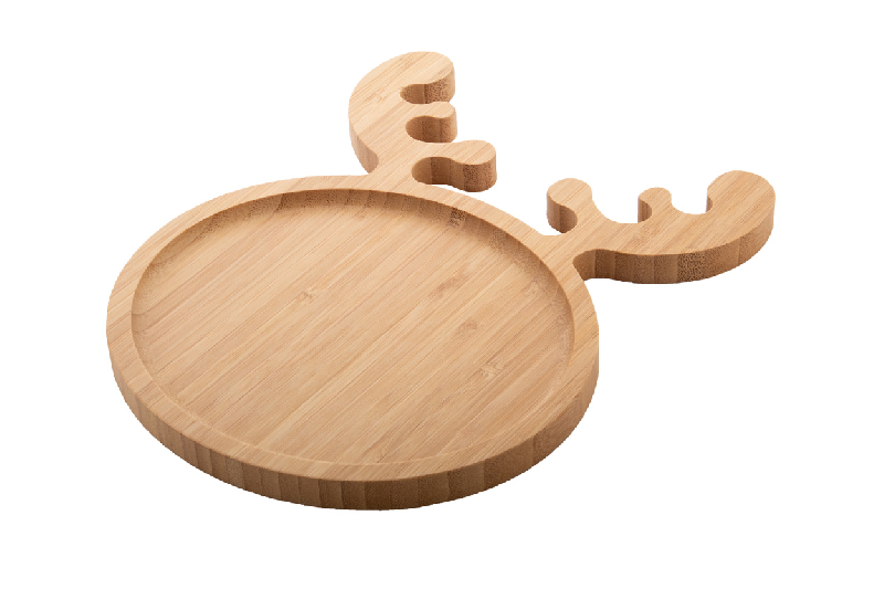 Assiette apéro Noël en bambou - Forme de renne - Couleur naturelle - 300g_2