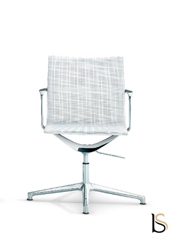 Fauteuil de réunion Evole en résille - Mobel Linea - Blanc_0