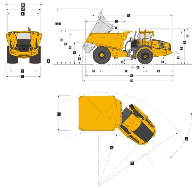 Véhicule tout-terrain Bell B45E pour travaux de terrassement
