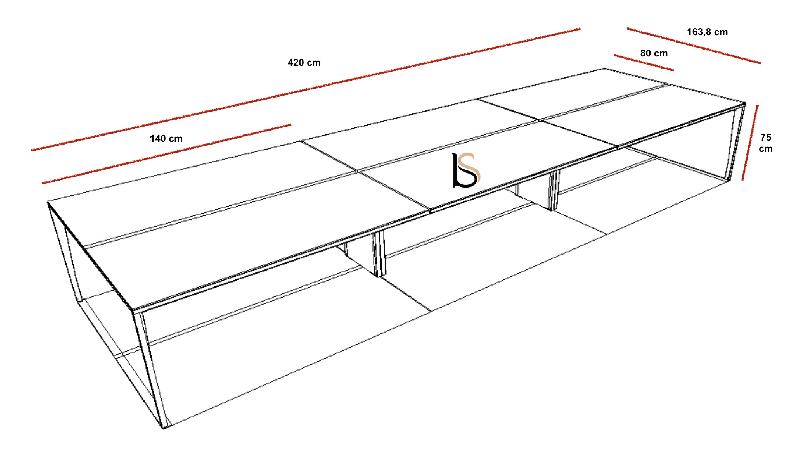 Bureau bench 6 personnes X5 - Officity. - Anthracite, Noyer canaletto, 420_2