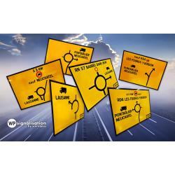 Panneau de voirie temporaire KD42D - Déviation avec mention de la ville - WP Signalisation_2