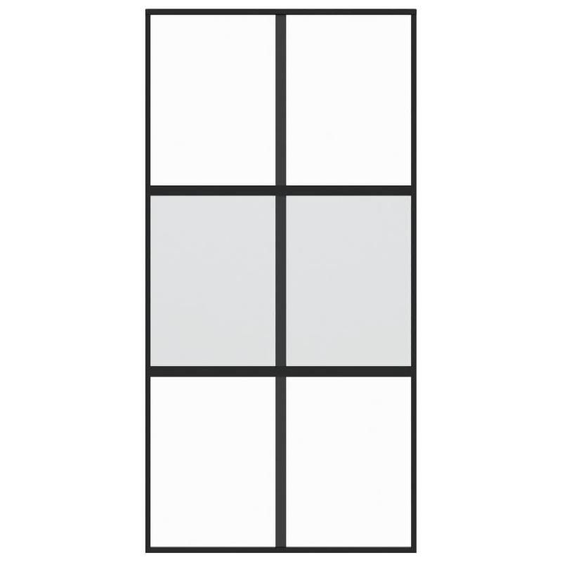 Vidaxl porte coulissante noir 102,5x205 cm verre trempé aluminium 155212_2