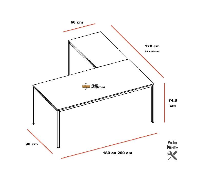 Bureau de Direction avec retour X1- Officity - 180, Alu, Blanc_2