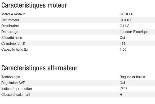 Technic 6500 E AVR UK - Groupe électrogène Kohler - Puissance max 6,30 kW - 50 Hz - 230 V_2