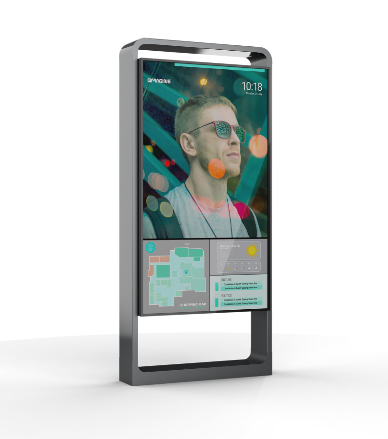 Totem portrait extérieur TITAN - Design épuré, écran LG/Samsung haute résolution, 24h/24 et résistant aux UV_2